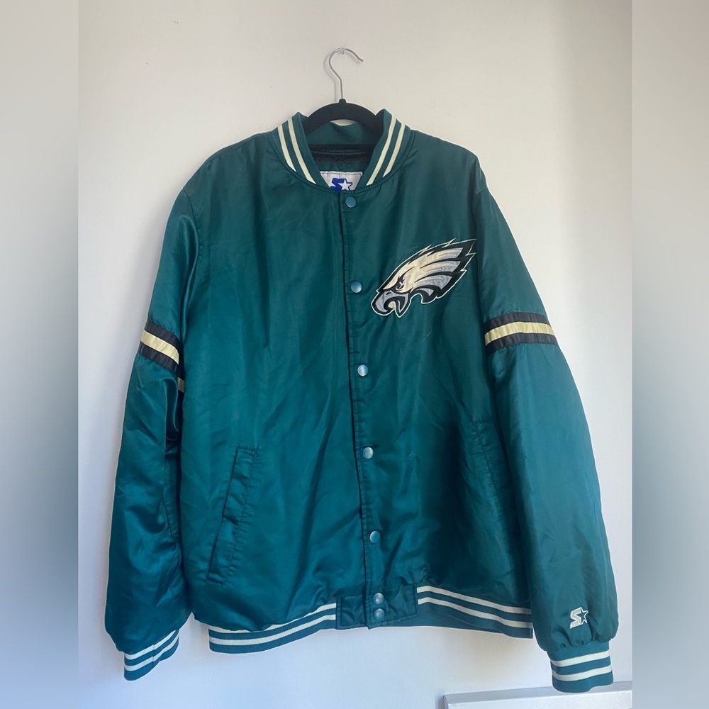 Starter Philadelphia Eagles Midfield Green Satin Jacket size XL
